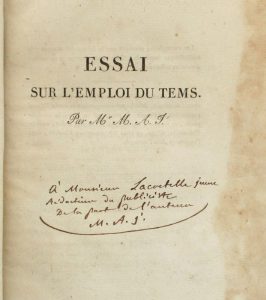 Estimation Arts de vivre – Gastronomie - Couverture du livre Estimation du livre « essai sur l’emploi du temps; ou Méthode qui a pour objet de bien régler l’emploi du temps »