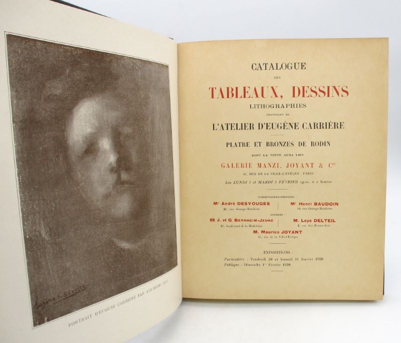 Couverture du livre Estimation du livre « catalogue des tableaux, dessins, lithographies provenant de l’atelier d’Eugène Carrière – Plâtre et bronze de Rodin »