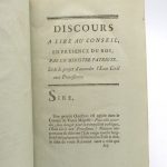 Couverture du livre Estimation du livre « discours à lire au Conseil, en présence du roi, par un ministre patriote, sur le projet d’accorder l’État civile aux protestants »