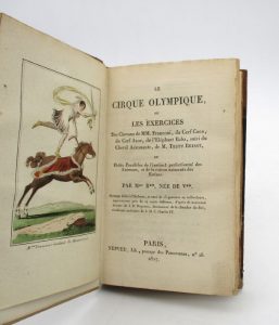 Estimation Arts de vivre – Gastronomie - Couverture du livre Estimation du livre « le Cirque olympique ou les Exercices des chevaux de MM. Franconi, du Cerf Coco, du Cerf Azor, de l’Éléphant Baba, suivi du Cheval Aéronaute, de M. Testu Brissy ou Petits parallèles de l’instinct perfectionné des Animaux, et de la raison naissante des Enfans »