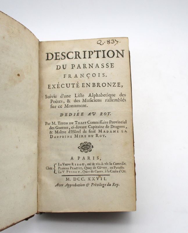 Couverture du livre Estimation du livre « description du Parnasse français, exécuté en bronze »