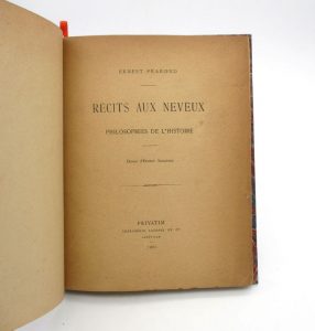 Estimation Edition originale - Couverture du livre Estimation du livre « récit aux neveux : Philosophies de l’histoire »