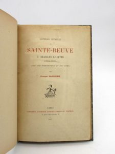 Estimation Edition originale - Couverture du livre Estimation du livre « lettres inédites de Sainte-Beuve à Charles Labitte (1834-1845) »