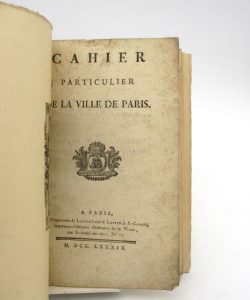 Estimation Histoire - Couverture du livre Estimation du livre « cahier particulier de la ville de Paris »