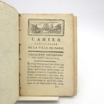 Couverture du livre Estimation du livre « cahier particulier de la ville de Paris »