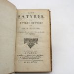 Couverture du livre Estimation du livre « les Satyres et autres oeuvres du Sieur Régnier »