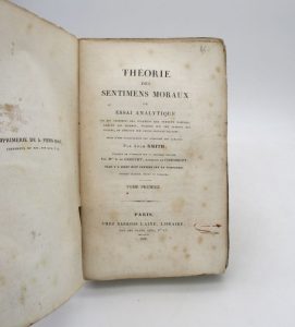 Estimation Sciences Humaines - Couverture du livre Estimation du livre « théorie des sentiments moraux ou Essai analytique sur les principes des jugements que portent naturellement les hommes, d’abord sur les actions des autres, et ensuite sur leurs propres actions »