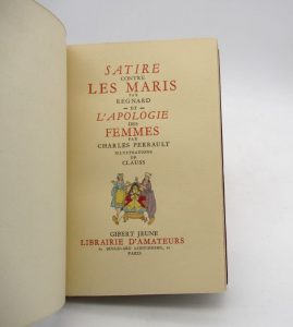 Estimation Livre illustré - Couverture du livre Estimation du livre « satire contre les maris de Regnard – Apologie des femmes par Charles Perrault »