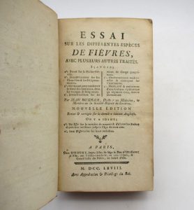 Estimation Sciences et médecine - Couverture du livre Estimation du livre « essai sur les différentes espèces de fièvres, avec plusieurs autres traités »