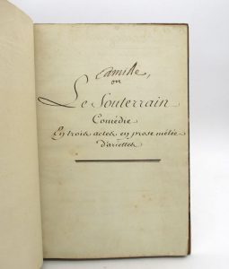 Estimation Lettre autographes - Couverture du livre Estimation du livre « camille ou le Souterrain : manuscrit autographe signé »