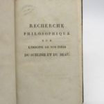 Couverture du livre Estimation du livre « recherche philosophique sur l’origine de nos idées du sublime et du beau »