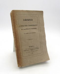 Estimation Sciences Humaines - Couverture du livre Estimation du livre « défense de l’Essai sur l’indifférence en matière de religion »