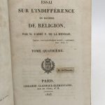 Couverture du livre Estimation du livre « essai sur l’indifférence en matière de religion »