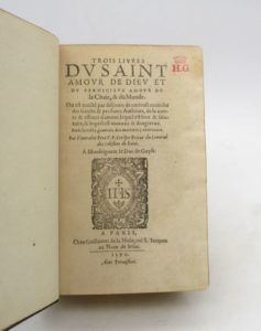 Estimation Sciences Humaines - Couverture du livre Estimation du livre « trois livres du saint amour de Dieu et du pernicieux amour de la Chair, & du Monde »