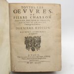 Couverture du livre Estimation du livre « toutes les oeuvres de Pierre Charron »