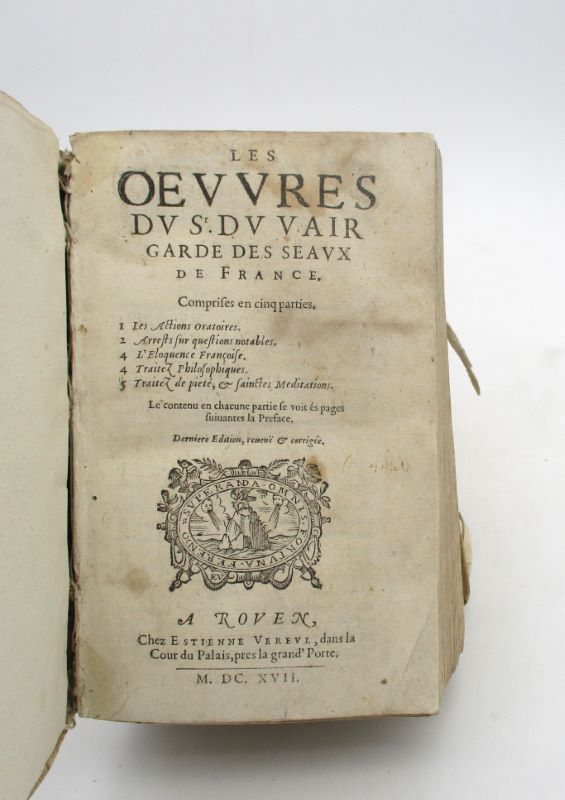 Couverture du livre Estimation du livre « les Oeuvres du Sr Du Vair »