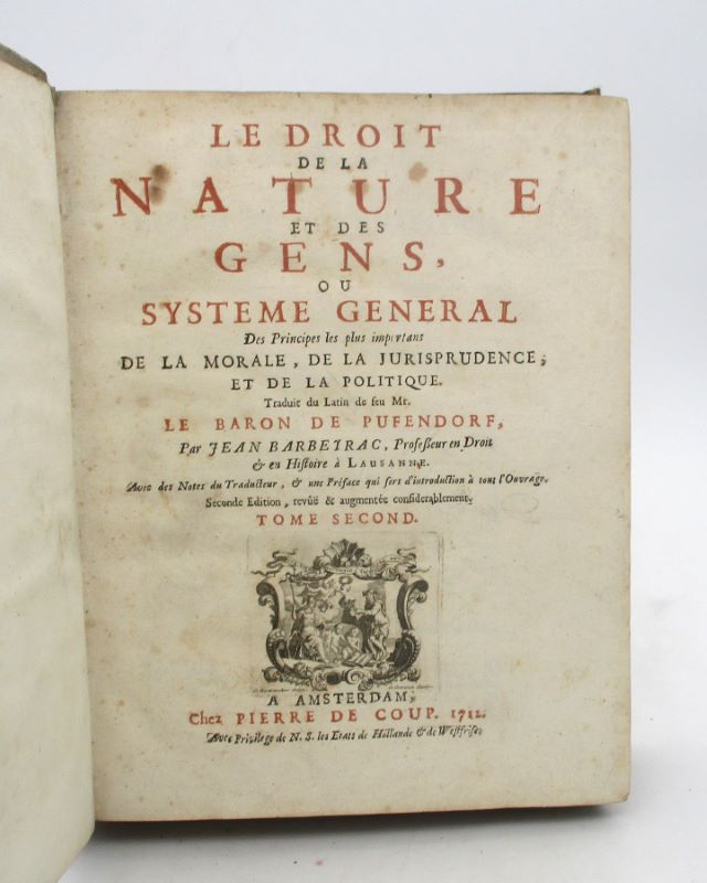 Couverture du livre Estimation du livre « le Droit de la Nature et des gens ou système général des principes les plus importants de la morale, de la jurisprudence et de la politique  [suivi de : ]  Oratio Inauguralis de Dignitate et Utilitate Juris ac historiarum »