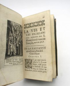 Estimation Livre ancien - Couverture du livre Estimation du livre « la Vie et les Éminentes Vertus de S. Elzéar de Sabran, & de la Bienheureuse comtesse Dauohine, vierges, & mariés »