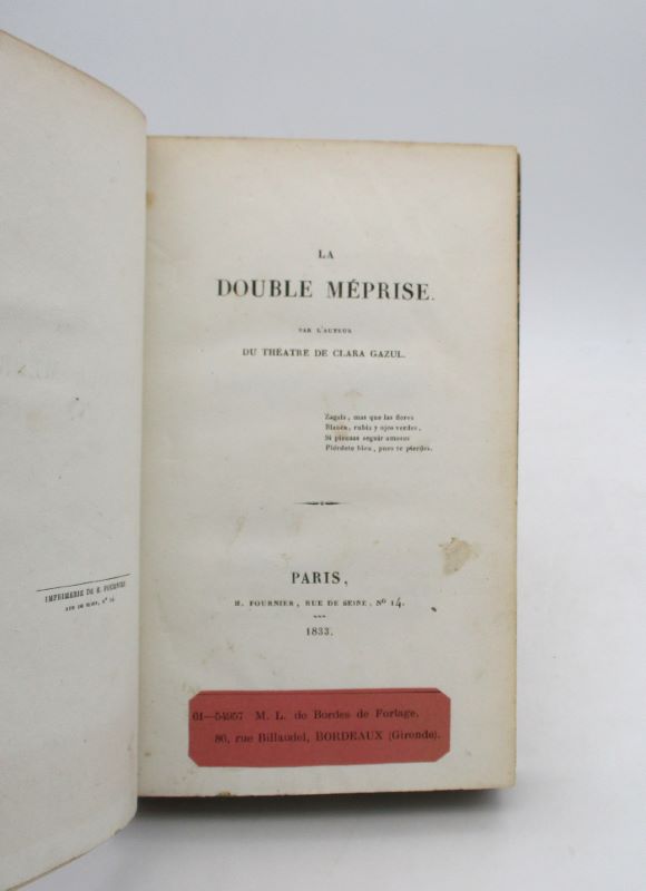 Couverture du livre Estimation du livre « la Double méprise »