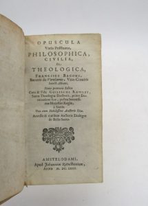 Estimation Sciences Humaines - Couverture du livre Estimation du livre « opuscula Varia posthuma, philosophica, civilia et theologica »