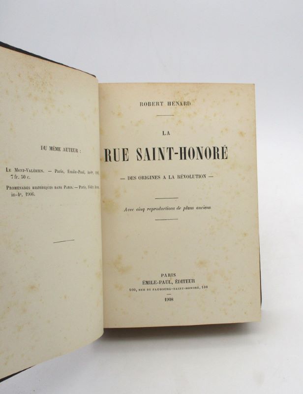 Couverture du livre Estimation du livre « la Rue Saint-Honoré – des origines à la Révolution : tome Ier seul »