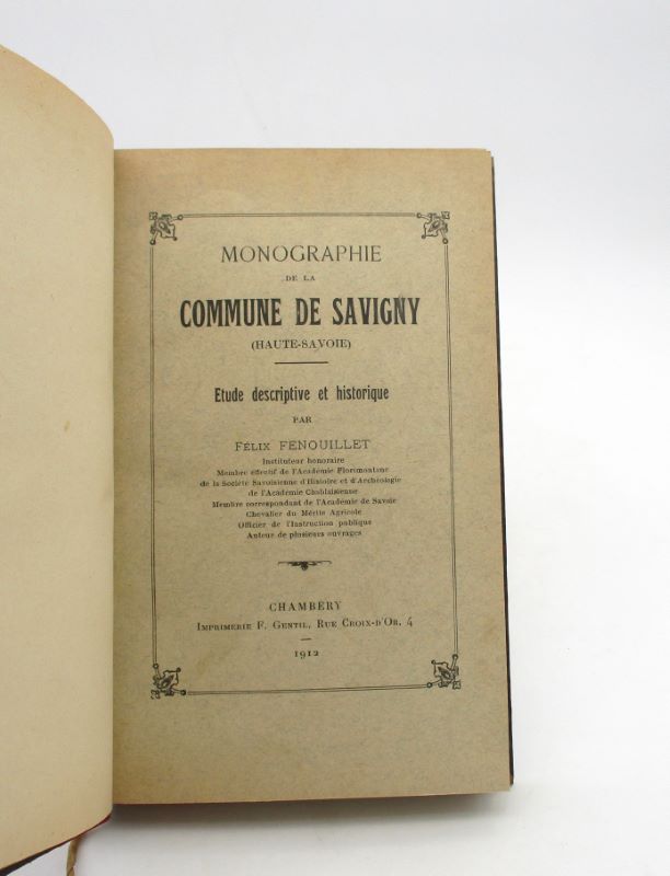 Couverture du livre Estimation du livre « monographie de la commune de Savigny (Haute-Savoie) : Étude descriptive et historique »