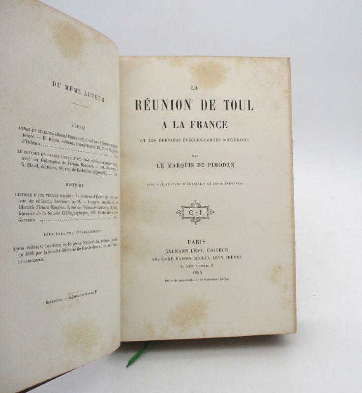 Couverture du livre Estimation du livre « la Réunion de Toul à la France et les derniers évêques-comtes souverains »