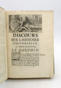 Estimation Livre ancien - Couverture du livre Estimation du livre « discours sur l’Histoire universelle à Monseigneur le Dauphin : pour expliquer la suite de la Religion & les changements des Empires »