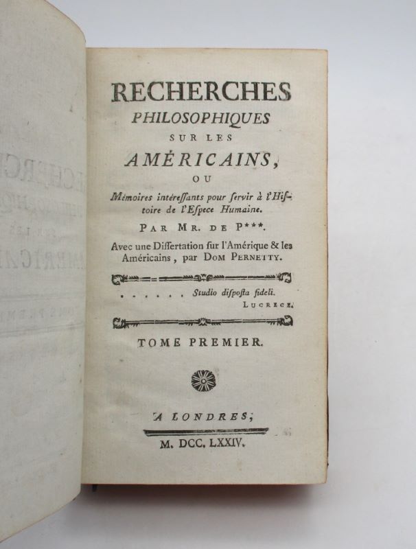 Couverture du livre Estimation du livre « recherches philosophiques sur les Américains ou Mémoires intéressants pour servir à l’Histoire de l’Espèce Humaine : Tome 1er seul »