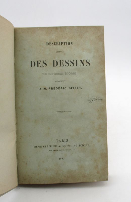Couverture du livre Estimation du livre « description abrégée des dessins de diverses écoles appartenant à M. Frédéric Reiset »