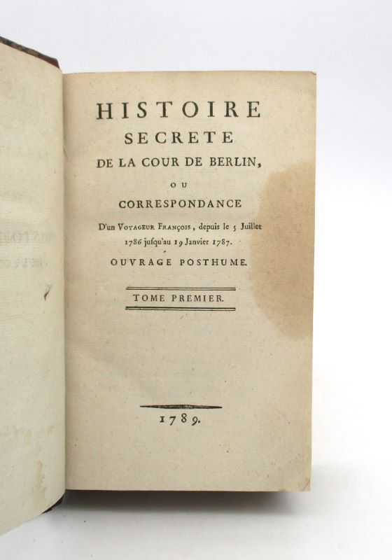 Couverture du livre Estimation du livre « histoire secrète de la cour de Berlin ou Correspondance d’un voyageur françois, depuis le 5 juillet 1786 jusqu’au 19 janvier 1787 »