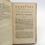 Couverture du livre Estimation du livre « analyses et Critiques des ouvrages de M. de Voltaire; avec plusieurs anecdotes intéressantes & peu connues qui le concernent, depuis 1762 jusqu’à sa mort, arrivée en 1778 »