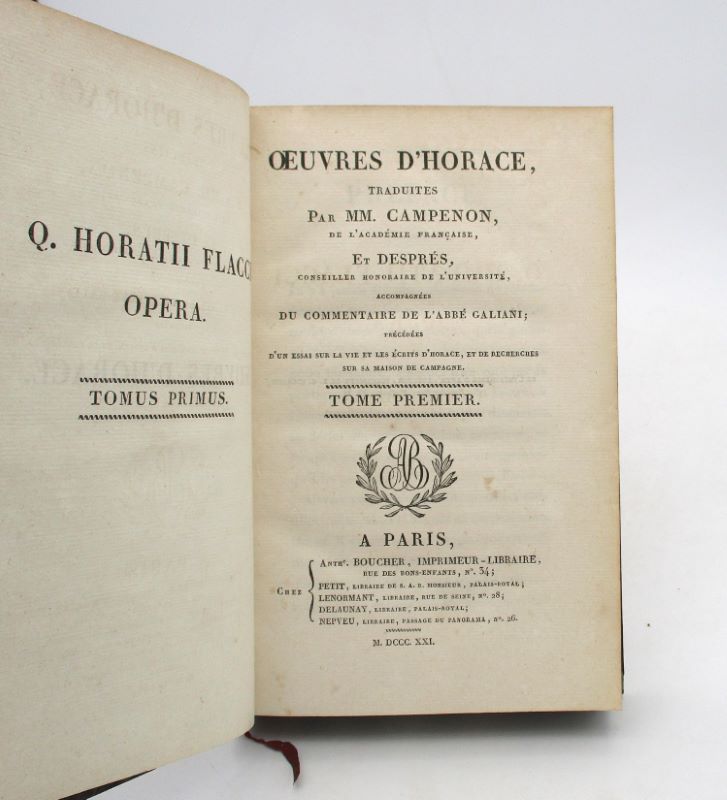 Couverture du livre Estimation du livre « oeuvres d’Horace, traduites par MM. Campenon […] et Després »