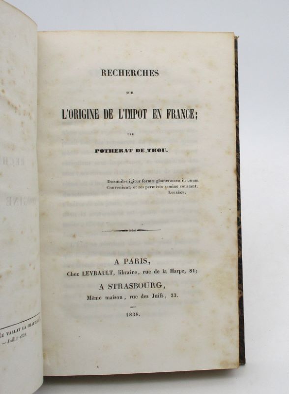 Couverture du livre Estimation du livre « recherches sur l’origine de l’impôt en France »