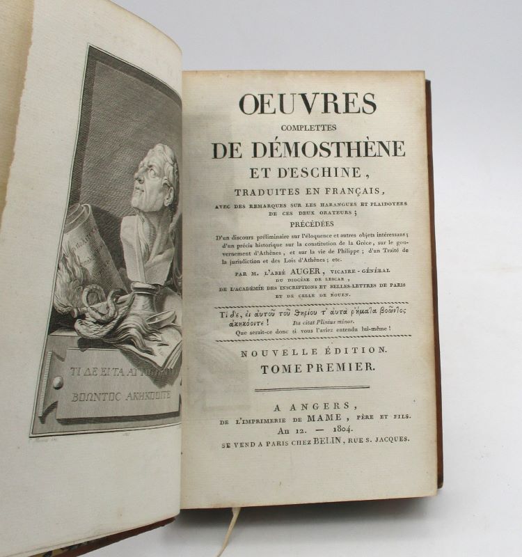 Couverture du livre Estimation du livre « oeuvres complètes de Démosthène et d’Eschine »