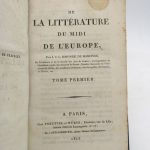 Couverture du livre Estimation du livre « de la littérature du midi de l’Europe »