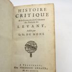 Couverture du livre Estimation du livre « histoire critique de la créance & des coutumes des Nations du Levant [suivi de :] Les Moeurs des Israëlites »