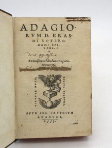 Estimation Livre ancien - Couverture du livre Estimation du livre « adagiorum D. Erasmi Roterodami epitome »