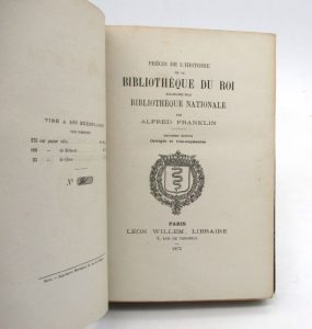 Estimation Arts de vivre – Gastronomie - Couverture du livre Estimation du livre « précis de l’histoire de la Bibliothèque du roi aujourd’hui Bibliothèque nationale »