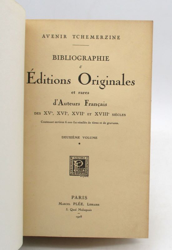 Couverture du livre Estimation du livre « bibliographie d’éditions originales et rares d’auteurs français des VXe, XVIe, XVIIe et XVIIIe siècle »