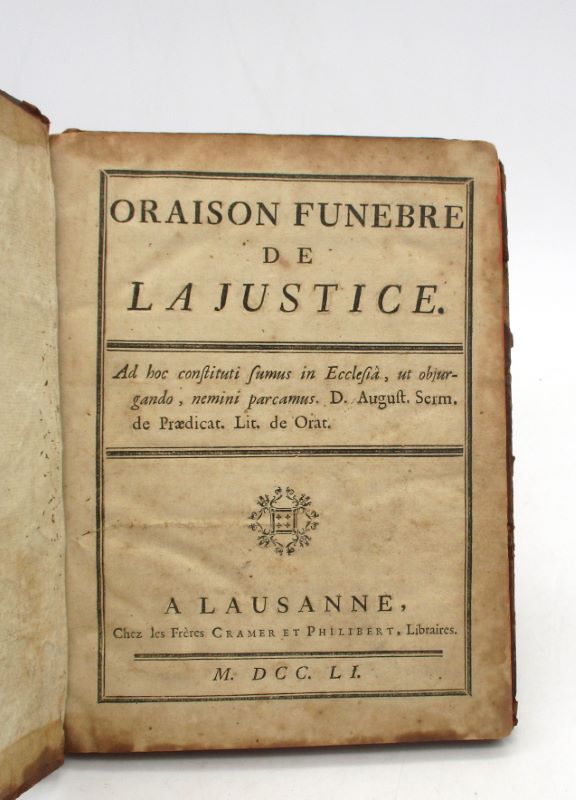 Couverture du livre Estimation du livre « oraison funèbre de la Justice »