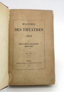 Estimation Arts de vivre – Gastronomie - Couverture du livre Estimation du livre « mystères des théâtres 1852 »