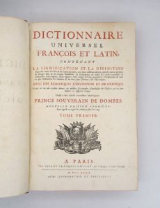 Estimation Encyclopédies - Couverture du livre Estimation du livre « dictionnaire universel françois et latin [suivi de :] Dictionarium universale latino-gallicum »