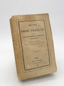 Estimation Histoire - Couverture du livre Estimation du livre « origines du droit français cherchées dans les symboles et formules du droit universel »