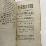 Couverture du livre Estimation du livre « conversations chrétiennes dans lesquelles on justifie la vérité de la religion et de la morale de Jésus Christ »
