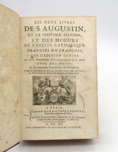 Estimation Edition originale - Couverture du livre Estimation du livre « les deux livres de S. Augustin sur la véritable religion, et des moeurs de l’Église catholique »