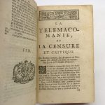 Couverture du livre Estimation du livre « la Telemacomanie, ou la Censure et critique du roman intitulé, Les Avantures de Telemaque fils d’Ulysse, ou suite du quatrième livre de l’Odyssée d’Homère »