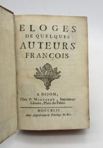 Estimation Edition originale - Couverture du livre Estimation du livre « Éloges de quelques auteurs françois »