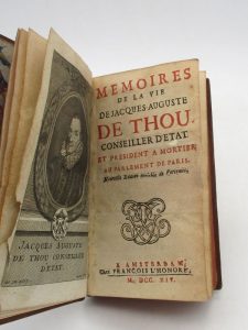 Estimation Histoire - Couverture du livre Estimation du livre « mémoires de la vie de Jacques-Auguste de Thou, conseiller d’état et président à mortier »