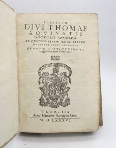 Estimation Livre ancien - Couverture du livre Estimation du livre « scriptum Divi Thomae aquinatis doctoris angelici, in quatuor libros sententiarum magistri Petri Lombardi quorum distinctiones ac quaestiones sequens ostendit Index »